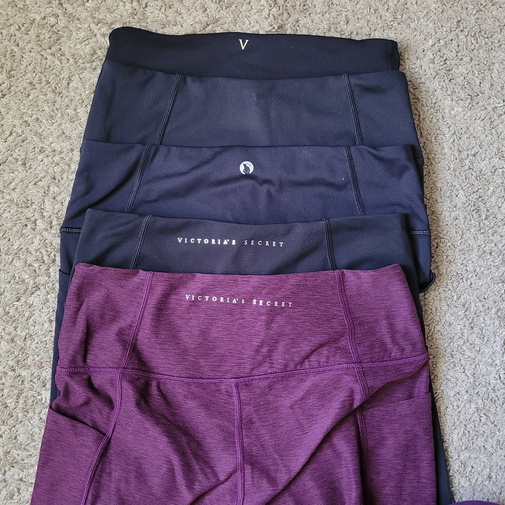 Victoria's Secret Black and Purple Leggings Set
